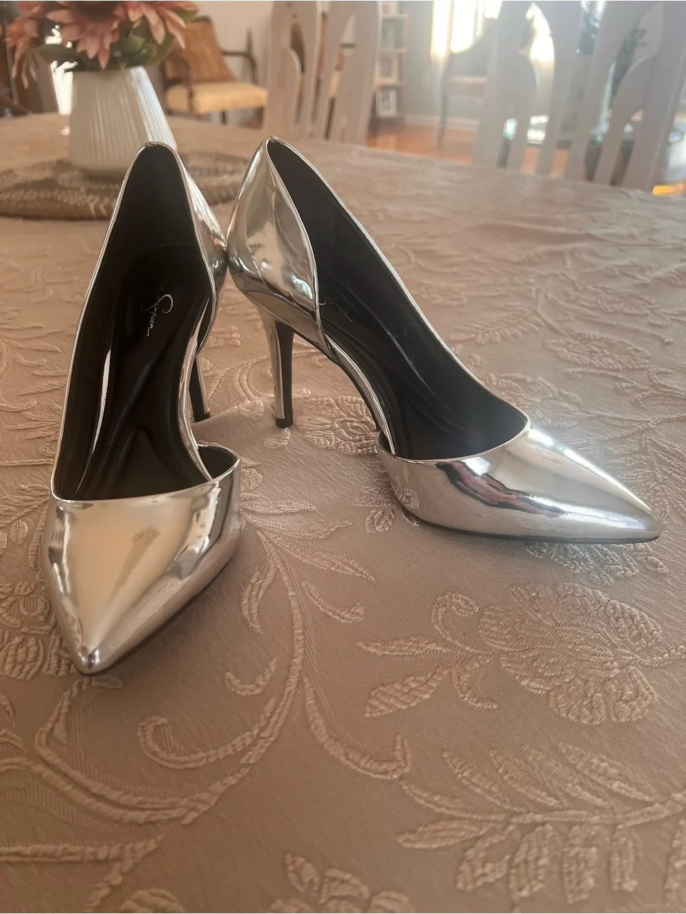 Jessica Simpson Metallic Silver Pointed-Toe Stiletto Pumps